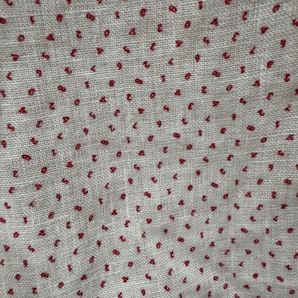 Frank & Eileen Barry 100% Linen White Red Numbers Math Tailored Button Shirt S - Picture 10 of 12